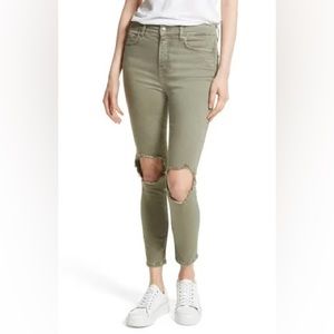 Free People Green High Rise Busted Skinny Jeans Size 31 US $78